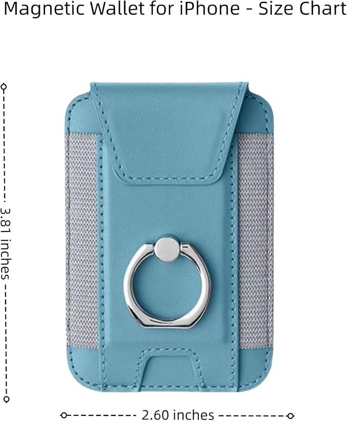 for Magsafe Wallet, Slim Magnetic Card Wallet with Grip, 7 Cards Holder RFID Blocking, Ring Stand Stick on Wallet with Privacy Flap(Sky Blue)