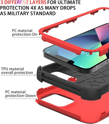 Diverbox for iPhone 13 Case [Shockproof] [Dropproof] [Dust-Proof],Heavy Duty Protection Phone Case Cover for Apple iPhone 13 (Red)