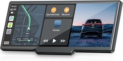 9.26'' Carplay Screen for Car with 2.5K Dash Cam and 1080P Backup Camera Portable Wireless Android Auto Screen GPS Navigation Mirror Link Voice Control Hands-Free for iOS 11+ Android 11+