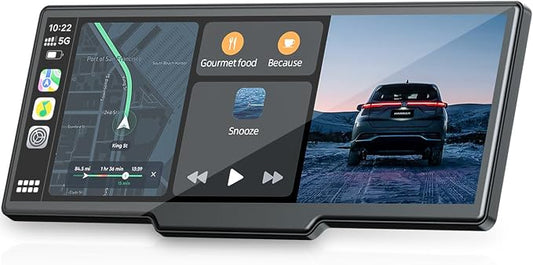 9.26'' Carplay Screen for Car with 2.5K Dash Cam and 1080P Backup Camera Portable Wireless Android Auto Screen GPS Navigation Mirror Link Voice Control Hands-Free for iOS 11+ Android 11+