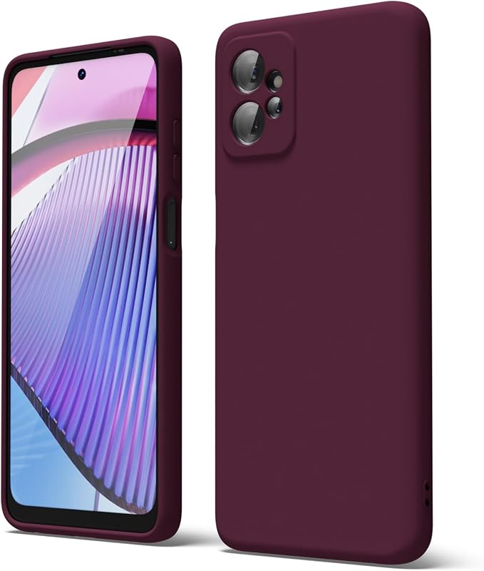 oakxco for Motorola Moto G Power 5G 2023 Phone Case Liquid Silicone, Thin Slim Soft Rubber Gel TPU Plain Simple Cover for Women Girl Cute, Matte Solid Color, Burgundy Plum Wine