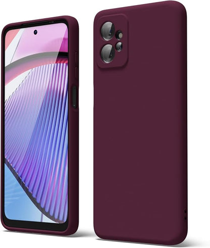 oakxco for Motorola Moto G Power 5G 2023 Phone Case Liquid Silicone, Thin Slim Soft Rubber Gel TPU Plain Simple Cover for Women Girl Cute, Matte Solid Color, Burgundy Plum Wine