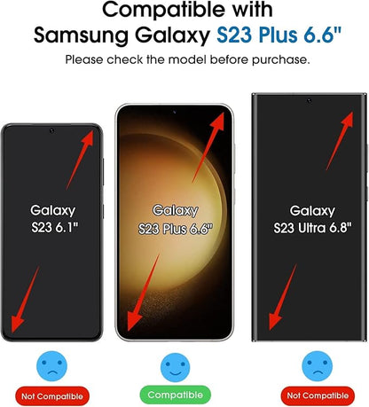 amFilm [2+2 Pack OneTouch Tempered Glass Screen Protector for Samsung Galaxy S23+/S23 Plus 6.6 Inch with Camera Lens Protector, 9H Hardness, Easy Installation and Bubble Free.
