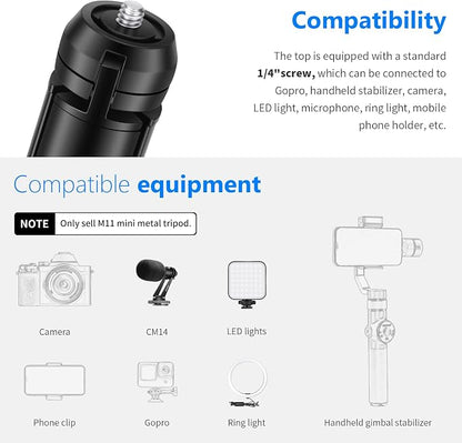 NEEWER Mini Metal Tripod, Table Stand, Desktop Compact Tripod Compatible with Crane M2, Smooth Q2, Gimbal Grip Stabilizer and All Cameras