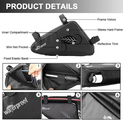 NDakter Bike Triangle Frame Bag & Bicycle Repair Kit, 2L Waterproof Storage Pouch with 16-in-1 Multi-tool, Portable Bike Tool Set for Flat Tire Repair, Cycling Accessories for Mountain Road Bike, MTB