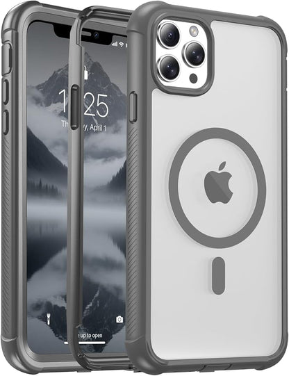 jaroco Magnetic for iPhone 11 Pro Max Case, [Compatible with MagSafe][Military Grade Drop Protection][Heavy Duty Protection][Non-Slip][Shockproof] 2-Layer Durable Bumper Phone Case 6.5''-Gray
