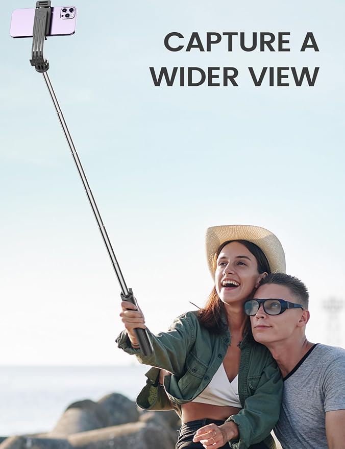 Selfie Stick Tripod with Fill Light and Stable Base, Extendable Phone Tripod with Detachable Wireless Remote, 50" Travel Stand for Cell Phone Film & Vlog Compatible with iPhone Android Gopro