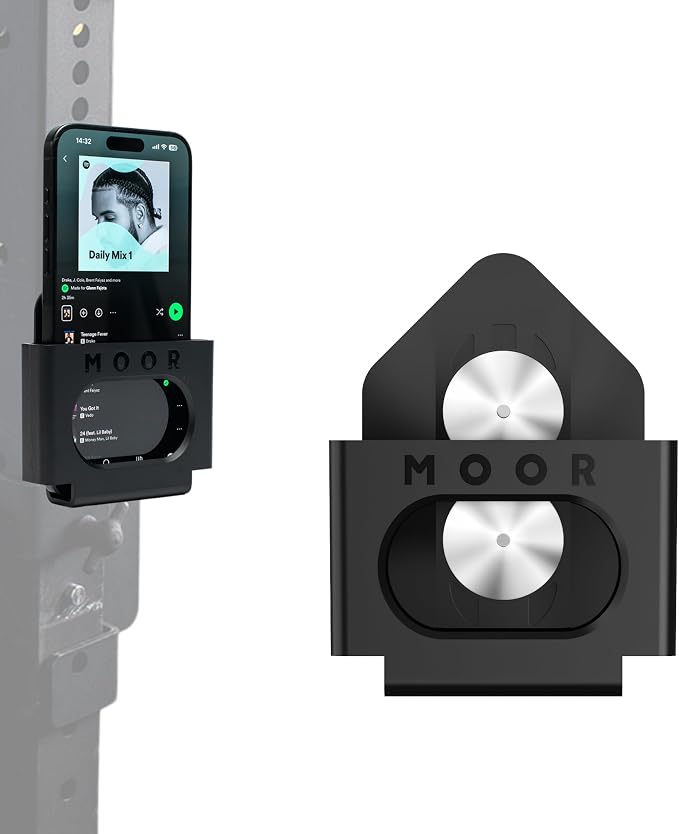 Spotter™ - Gym Phone Mount Magnetic Universal Fit (Black) | Magnetic Phone Holder Gym | Phone Holder for Gym Workout