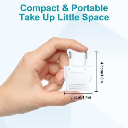 Travel Adapter, 8 Pack of US/CA to European Plug Adapter Travel Power Plug Universal Power Jack Wall Plug Converter (White)