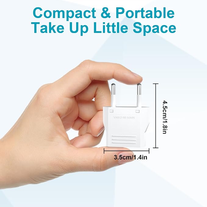 Travel Adapter, 10 Pack of US/CA to European Plug Adapter Travel Power Plug Universal Power Jack Wall Plug Converter (White)