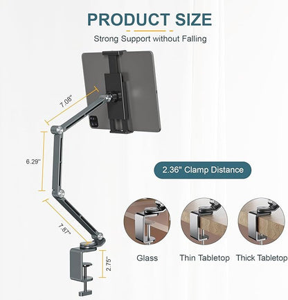Houele Tablet Stand Holder, Adjustable Foldable Tablet Arm iPad Desk Mount with 360°Rotate Base, Phone Holder iPad Stand for Desk and Bed, Compatible with Tablets, Phones or Other 4-15.6" Device