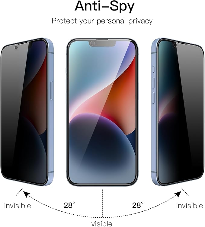 JETech Privacy Full Coverage Screen Protector for iPhone 14 Plus 6.7-Inch with Camera Lens Protector, Anti-Spy Tempered Glass Film, 2-Pack Each