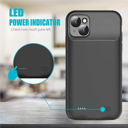 Battery Case for iPhone 14, Full Encircle 7000mAh Ultra-Slim Rechargeable Smart Portable Charging Cover Extended Battery Pack Compatible with iPhone 14 (6.1 inch) Charger Case Support Carplay-Black