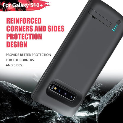 New Version Battery Case for Samsung Galaxy S10+ Plus, 6000mAh Rechargeable Extended Battery Charging Charger Case, Add 1.5X Extra Juice (6.4 Inches) Black