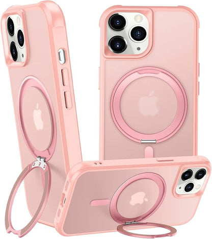360° Magnetic Swivel Ring for iPhone 12 pro max case, Built-in Metal Stand and Ring Holder, Magsafe Compatible, Military Grade Protection, Shockproof - Pink