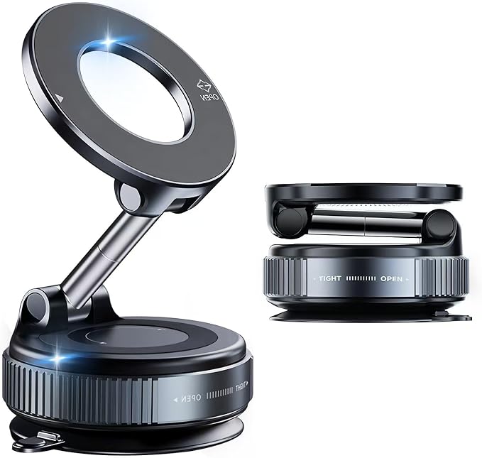Magnetic Car Phone Holder for Magsafe [96+LBS Suction & 2800gf Magnetic],360°Adjustable Vacuum Suction Cup Car Phone Mount,Car Mount for iPhone 17 Pro Max 16 15 14 13 12 and All Smartphones