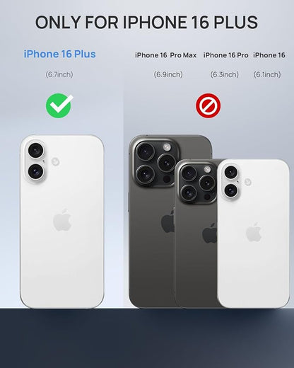 Lanhiem Magnetic Case for iPhone 16 Plus, IP68 Waterproof Dustproof Phone Case, [Compatible with Magsafe] [Built-in Screen Protector] Full Body Heavy Duty Rugged Phone Cover 6.7 inch, Black