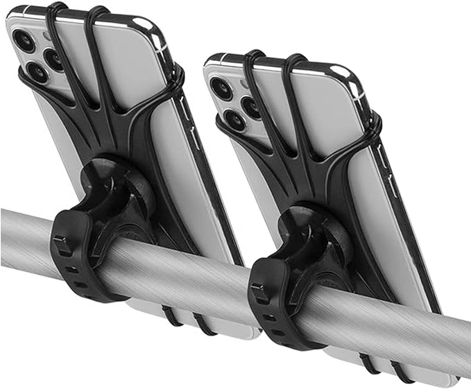 Kinizuxi 2 Pack Universal Bike Phone Mounts, 360 Rotation Silicone Holders for iPhone and Samsung, Compatible with 4.7-6.8 Inches Phones, Easy Installation