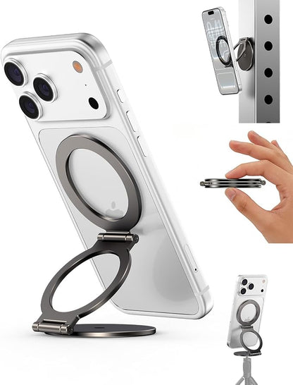 Dual Magnetic Phone Ring Holder for MagSafe, Compatible with Magnet Gym Golf, Car Mount, 1/4" Screw Hole Tripod Adapter Mount, Phone Grip for iPhone 17/16/15/14/13/12 Pro Max/Samsung & Androids