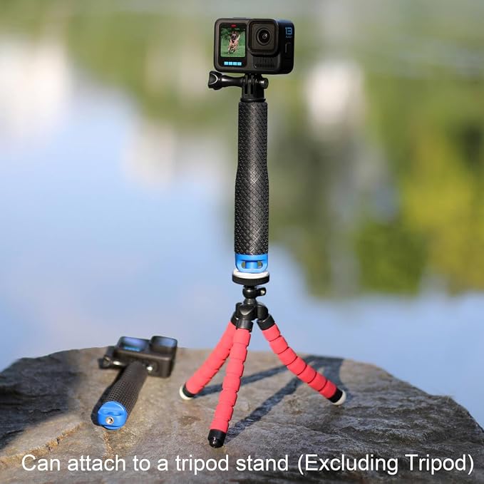 GEPULY 7''-23''Waterproof Pole Selfie Stick Pocket Size Underwater Handle Grip Monopod Aluminum for GoPro Hero Session Max Insta360 AKASO DJI OSMO Digital Cameras