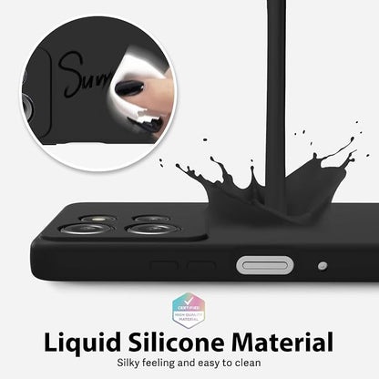 oakxco for Motorola Moto G Power 2025 Case Liquid Silicone, Cute Thin Slim Grip Soft Rubber Gel for Women Men, Smooth Matte TPU Plain Solid Color Girly Simple Case with Camera Cover, Black