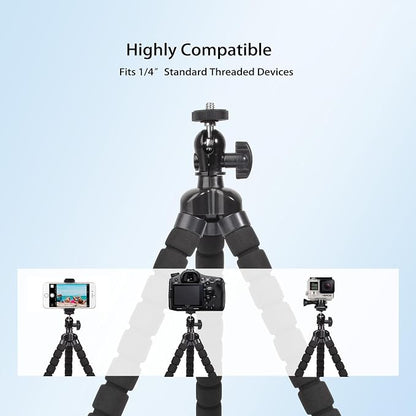Phone Mini Tripod, Ruittos Premium Flexible Mobile Phone Tripod Stand Compatible with iPhone Samsung Go Pro, Small Digital Camera, Black