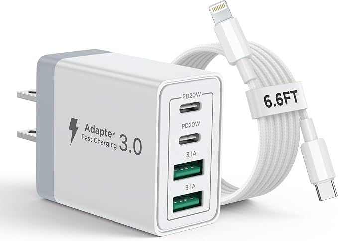 iPhone Charger Fast Charging,[MFi Certified] USB C Charger Block 20W PD USB C Wall Charger with 6FT USB C to Lightning Cable for iPhone 14/13/12/12 Pro Max/11/Xs Max/XR/X,AirPods Pro,ipad
