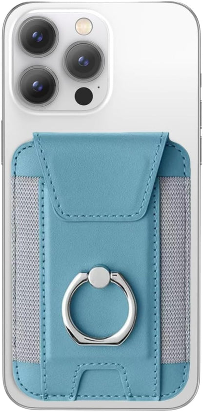 for Magsafe Wallet, Slim Magnetic Card Wallet with Grip, 7 Cards Holder RFID Blocking, Ring Stand Stick on Wallet with Privacy Flap(Sky Blue)