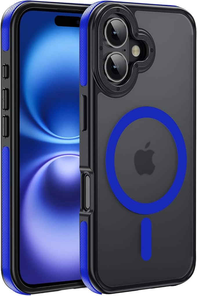 Strong Magnetic Case for iPhone 16 [5X Military-Grade Protection] Compatible with fit MagSafe Shockproof Slim Thin Cover 6.1 inch 16 Phone case, Blue Bumper
