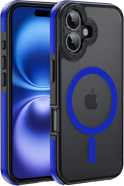Strong Magnetic Case for iPhone 16 [5X Military-Grade Protection] Compatible with fit MagSafe Shockproof Slim Thin Cover 6.1 inch 16 Phone case, Blue Bumper