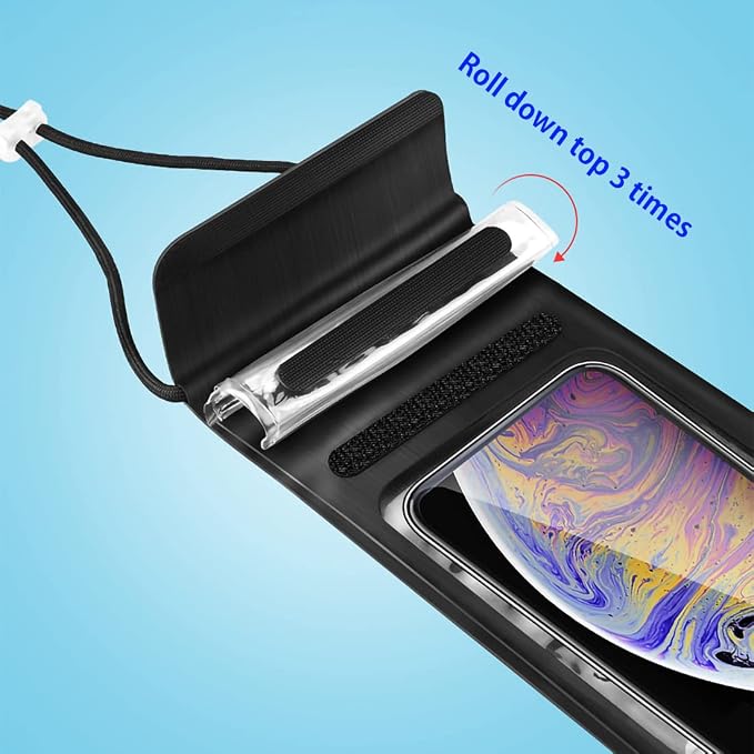 Waterproof Phone Pouch,IPX8 Waterproof Phone Case Bag Holder for iPhone 14 Pro Max/14 Plus/13/13 Pro Max/12/12 Pro Max/11/11 Pro Max/Xs Max/XR Samsung up to 6.9" for Kayaking Swimming(Black)
