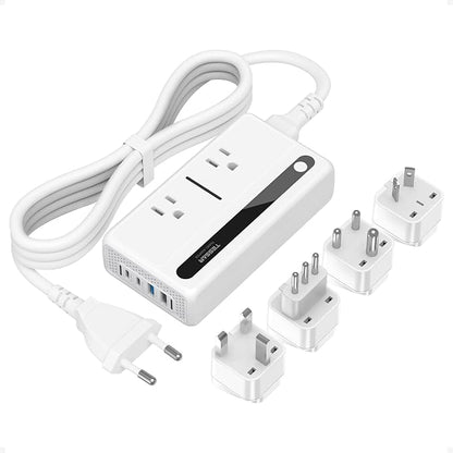 TESSAN 220V‑110V Voltage Converter, Travel Adapter 250W | 4 USB Ports(QC3.0 & PD36W), EU UK AU IT India International Adaptor
