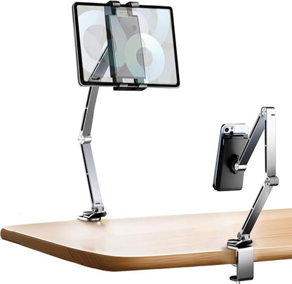 Tablet Stand Holder for Desk Aluminum Alloy Ipad Desk Mount Monitor with 360°Rotate Base, Adjustable&Foldable Tablet Arm for 4.7"-15.6" Screen Phone,Kindle,Fire HD,Monitor