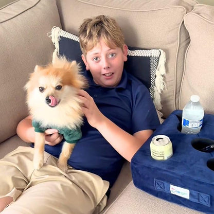 The Original Cup Cozy Pillow-As Seen on TV-The World's Best Couch/Sofa/Bed/Car Cup Holder Pillow and Caddy for Drinks/Snacks/Remotes! (Blue, 5 Hole)