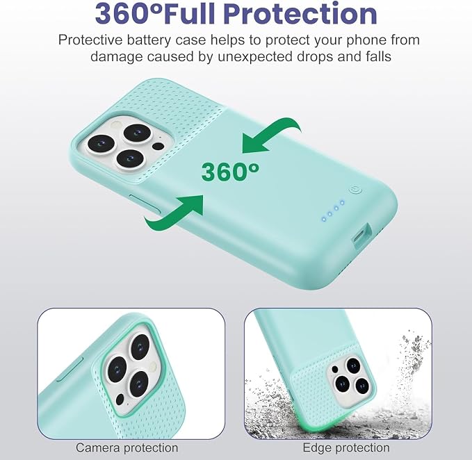 Feob Battery Case for iPhone 14 Pro Max,[2026 Upgraded] 8600mAh Ultra-Slim Portable Extended Charger Case Cover for iPhone 13 Pro Max Charging Case (6.7 Inch)-Green