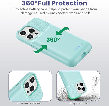 Feob Battery Case for iPhone 14 Pro Max,[2026 Upgraded] 8600mAh Ultra-Slim Portable Extended Charger Case Cover for iPhone 13 Pro Max Charging Case (6.7 Inch)-Green