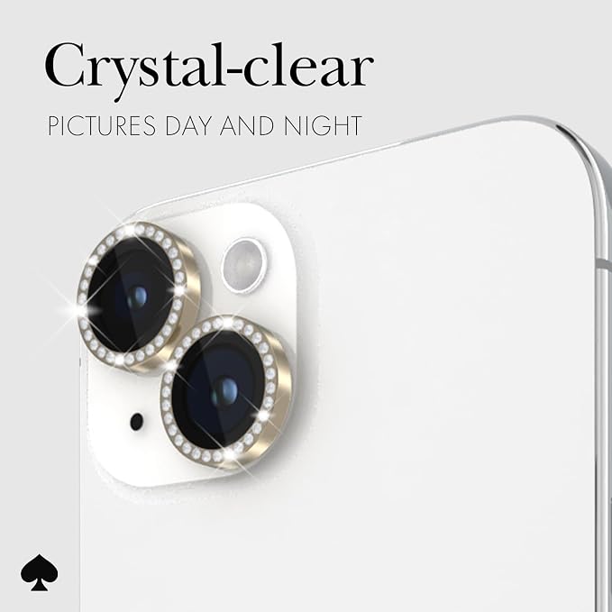 kate spade new york iPhone 15 / iPhone 15 Plus Camera Lens Protector with Aluminum Ring - Crystal