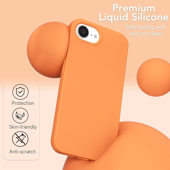 for iPhone 17e 16e Case Silicone Compatible with Magsafe Case, Ultra Slim Thin Magnetic Phone Cases Mag Safe, Cute Soft Rubber Gel TPU Matte Plain Wireless Charging Cover for Women, Neon Orange