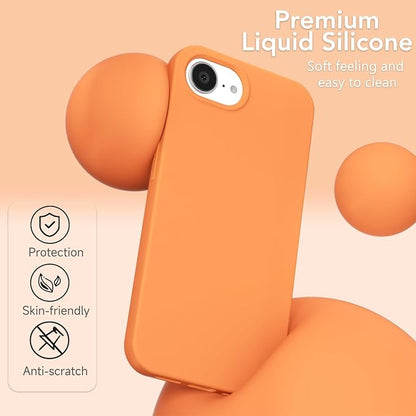 for iPhone 17e 16e Case Silicone Compatible with Magsafe Case, Ultra Slim Thin Magnetic Phone Cases Mag Safe, Cute Soft Rubber Gel TPU Matte Plain Wireless Charging Cover for Women, Neon Orange