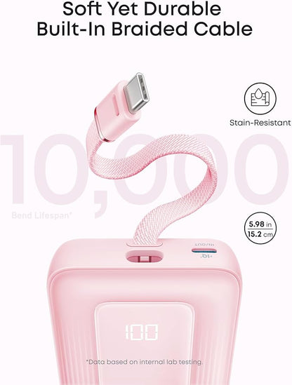 Anker Zolo Power Bank, 20,000mAh 45W Max Fast Portable Charger with Built-in USB-C Cable, USB C&A, 40W Battery Pack for iPhone 17 Series, MacBook, Samsung, and More (Charger Not Included)