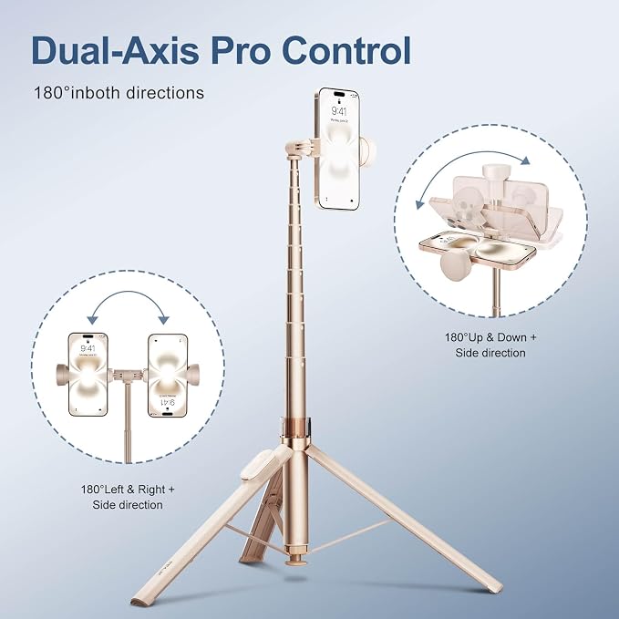 66" Automatic Phone Tripod Stand with Remote, Cell Phone Tripod for iPhone Video Recording & Live Streaming, Adjustable Selfie Stick Tripod for Content Creators, Vloggers