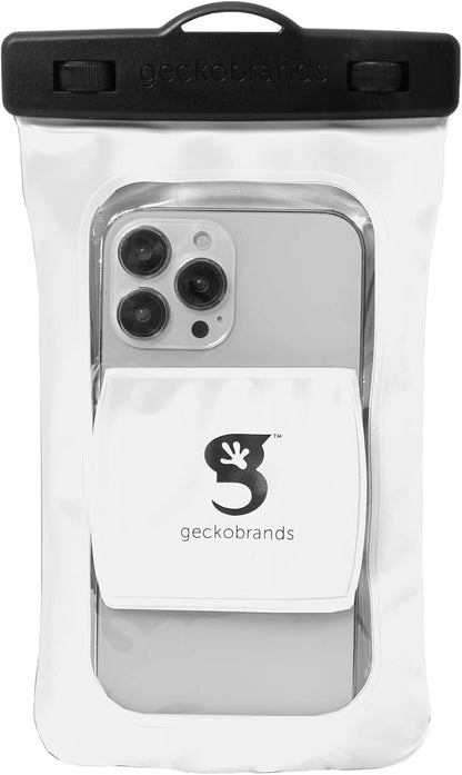 geckobrands Float Phone Dry Bag with Arm Band - Floating Watertight Dry Bag Phone Pouch, Fits Most iPhone and Samsung Galaxy Models White