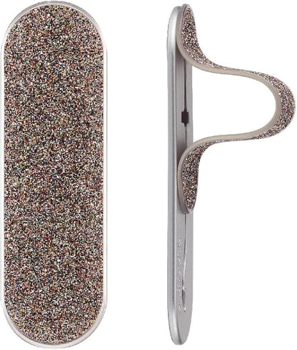 Momostick Flatstick, Cell Phone Finger Grip Strap Holder for Hand, Cell Phone Stand, New Slim Finger Loop Selfie Grip Compatible with Most Smartphones - Glitter Aurora