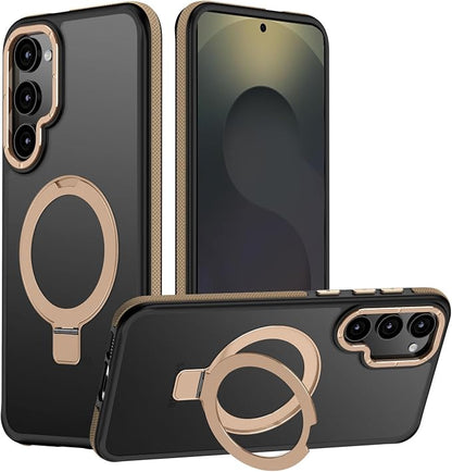 for Samsung Galaxy S25 Plus Case, Magnetic Adjustable Ring Stand [Fit for Magsafe], [Military-Grade Shockproof Protection] Phone Case with Kickstand&Ring Holder (Desert Gold)
