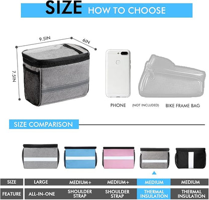 Bike Handlebar Bag - Front Basket with Bike Phone Mount, Bicycle Cooler Pouch Pack for Kids Girls Boys Men Women