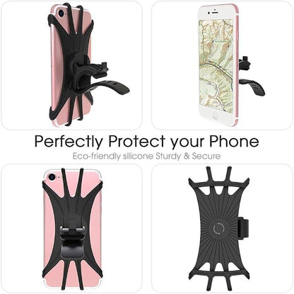 Bike Cell Phone Mount, Silicone Bike Bicycle Motorcycle MTB Stroller Handlebar, Universal Cycling Holder Fits 360° Rotation Compatible with All Apple iPhone Samsung Galaxy, Google Pixel