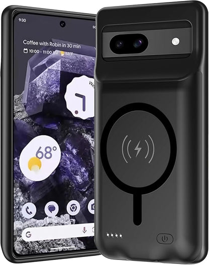 Battery Case for Pixel 8a, Upgraded 10000mAh Battery Pack Rechargeable Charger Case with Wireless Charging Compatible for Pixel 8a (6.1 inch) External Charging Cover(Black)