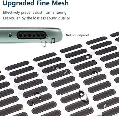 Phone Speaker Dustproof Stickers Protector, Mesh Speaker Anti Dust Adhesive Cover, Included Anti Dust Plug, Phone Port Cleaning Brush and Tweezer Compatible with iPhone 14, 13, 12 Pro Max, 11 (Black)