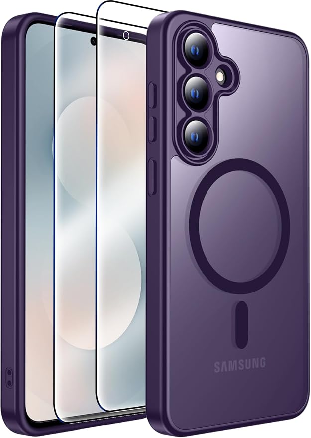MOZOTER for Samsung Galaxy S25 FE Case,[Compatible with MagSafe] Purple | [12Ft Military Dropproof][2*Screen Protector]Translucent Shockproof Holsters Case for S25 FE-Purple