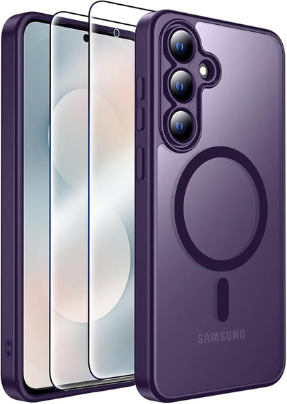 MOZOTER for Samsung Galaxy S25 FE Case,[Compatible with MagSafe] Purple | [12Ft Military Dropproof][2*Screen Protector]Translucent Shockproof Holsters Case for S25 FE-Purple
